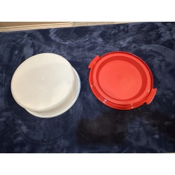 Tupperware Red Cupcake Carrier Round Lid with Base