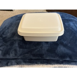 Vintage Tupperware storage container almond with lid
